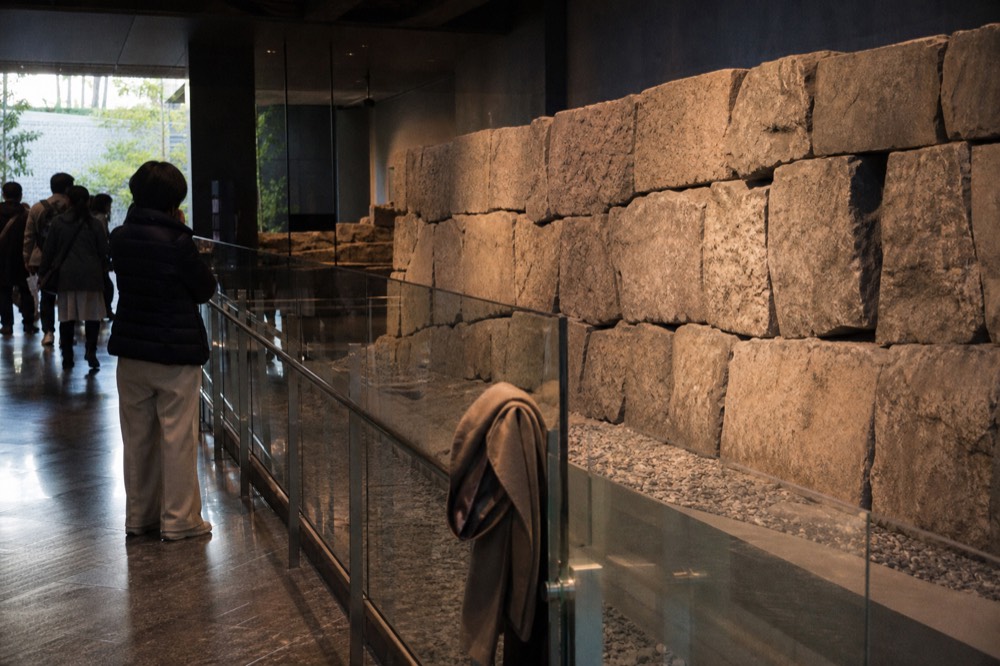 Interior of the Osaka Castle Main Tower with exhibits and visitors