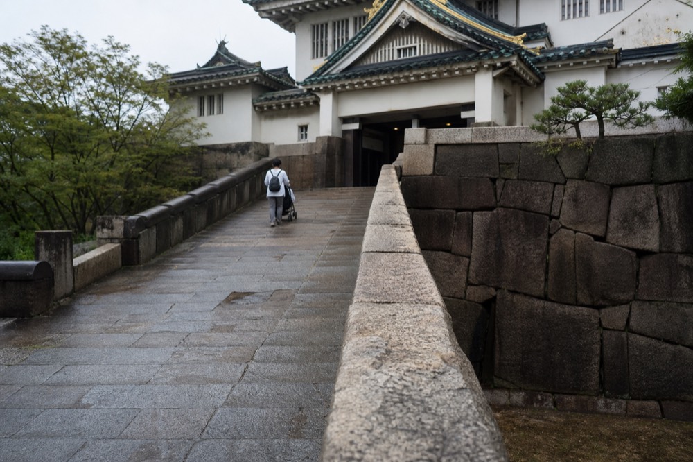 The stone ramp and plaza leading up to the tower's first floor level